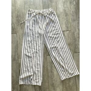 Los Angeles Boutique Palazzo Wide Leg Pants Striped Split Leg Wrap Tie Beach L
